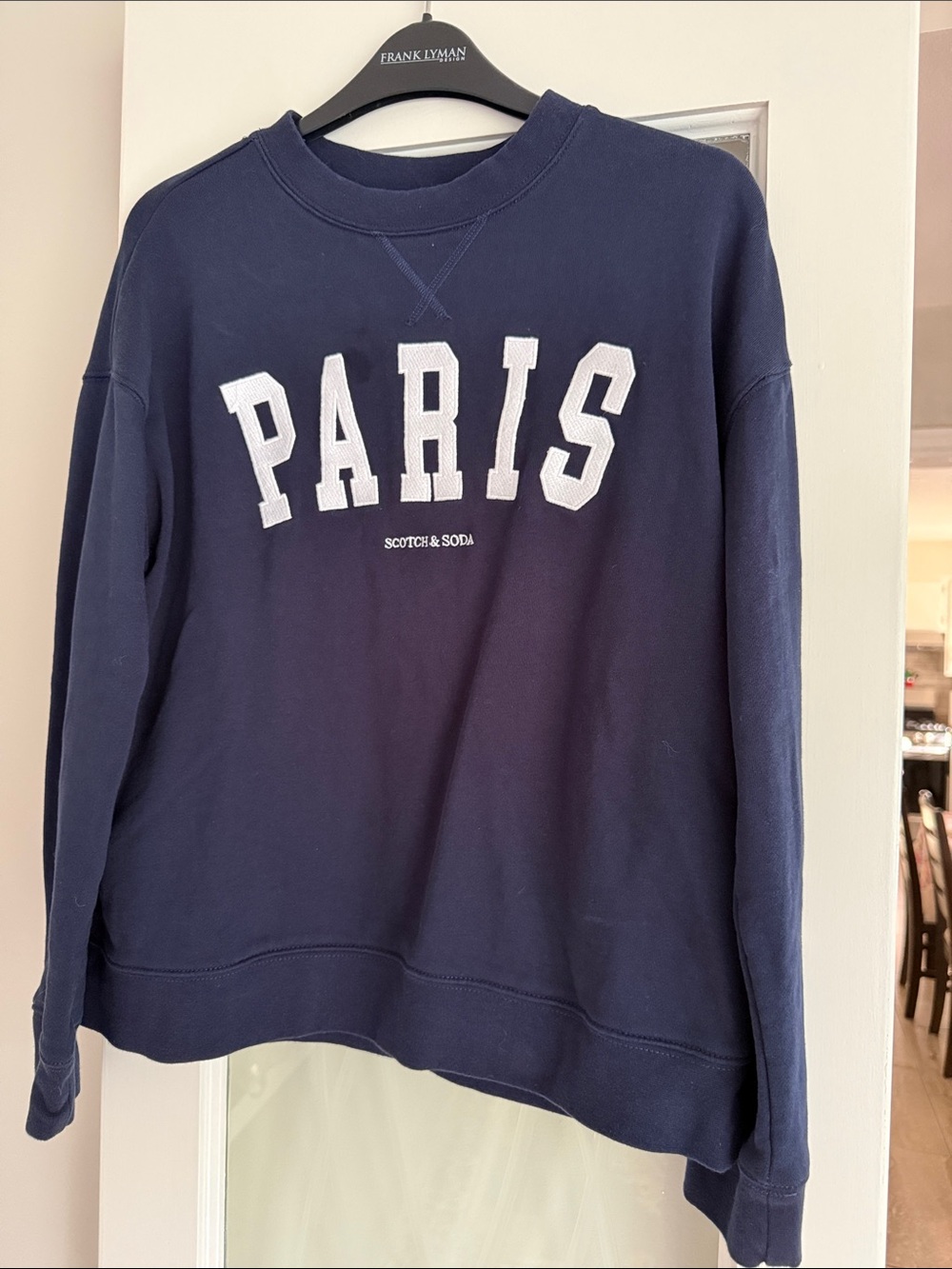 Scotch & Soda Navy Sweatshirt with White PARIS Appliqué